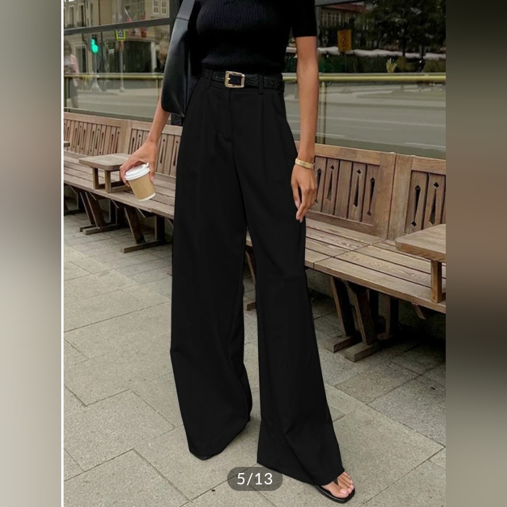 Solid Wide Leg Pants